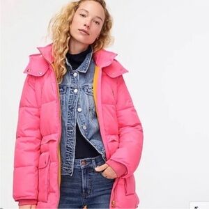 J.Crew Chateau Puffer Jacket with PrimaLoft® in Brilliant Azalea